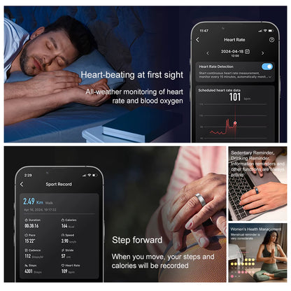 R10 Smart Ring with Charging Dock Men Women Health Sleep Heart Rate Monitoring IP68 & 5ATM Waterproof Multi-Sport Mode